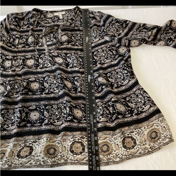 Jore Blouse Top Women’s Size S 100% Silk Long Sleeve V Neck w Tassel drawstrings - Picture 7 of 9